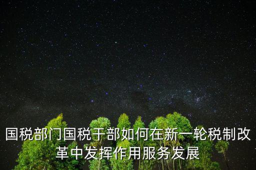 國稅部門國稅干部如何在新一輪稅制改革中發(fā)揮作用服務發(fā)展