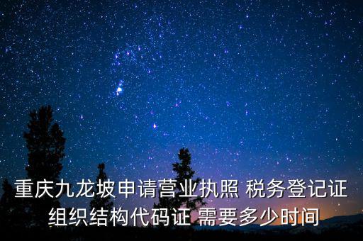 重慶九龍坡申請營業(yè)執(zhí)照 稅務(wù)登記證 組織結(jié)構(gòu)代碼證 需要多少時(shí)間