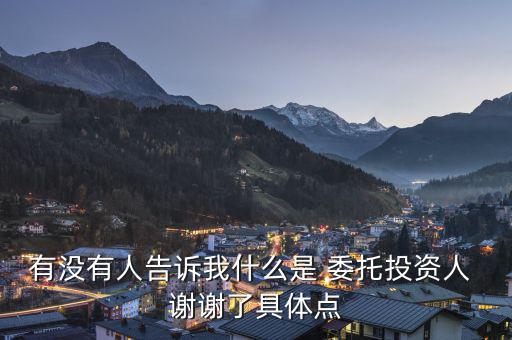 有沒(méi)有人告訴我什么是 委托投資人 謝謝了具體點(diǎn)