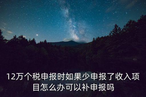12萬個稅申報如何補報，年收入超12萬申報期錯過申報怎么辦