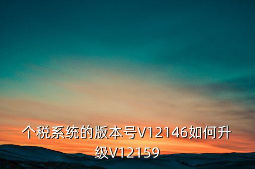 個(gè)人所得稅系統(tǒng)如何在線升級，個(gè)稅系統(tǒng)的版本號V12146如何升級V12159