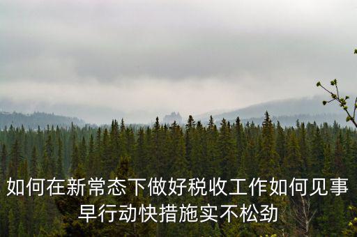 如何在新常態(tài)下做好稅收工作如何見事早行動快措施實(shí)不松勁
