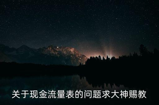 關于現金流量表的問題求大神賜教