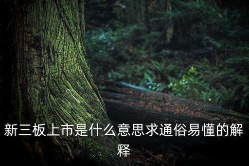 什么是新三板上市，新三板上市是什么意思求通俗易懂的解釋