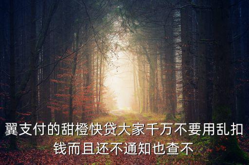 甜橙快貸資源未找到是什么意思，翼支付的甜橙快貸大家千萬不要用亂扣錢而且還不通知也查不