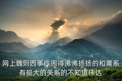 網上魏則西事件鬧得沸沸揚揚的和莆系有挺大的關系的不知道偉達