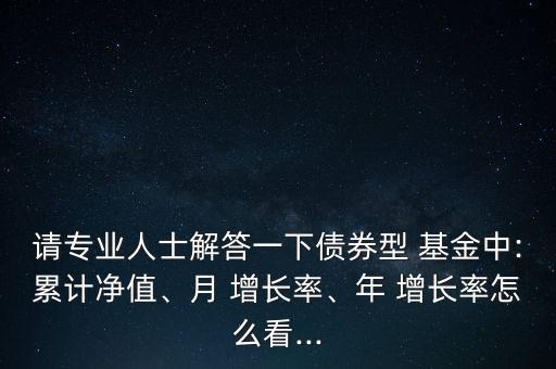 請(qǐng)專業(yè)人士解答一下債券型 基金中:累計(jì)凈值、月 增長(zhǎng)率、年 增長(zhǎng)率怎么看...