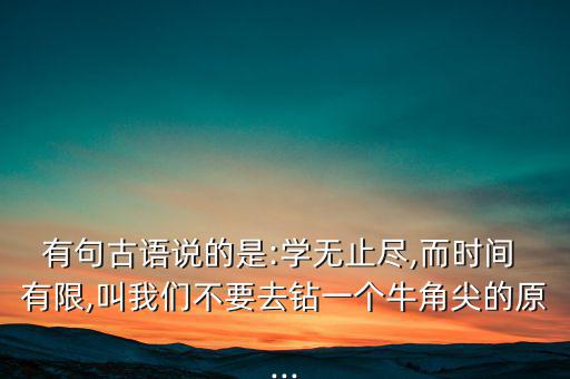 有句古語(yǔ)說(shuō)的是:學(xué)無(wú)止盡,而時(shí)間 有限,叫我們不要去鉆一個(gè)牛角尖的原...