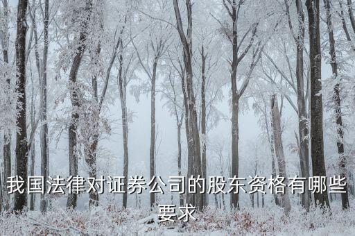 金融公司應(yīng)引入什么樣的股東，我國法律對證券公司的股東資格有哪些要求