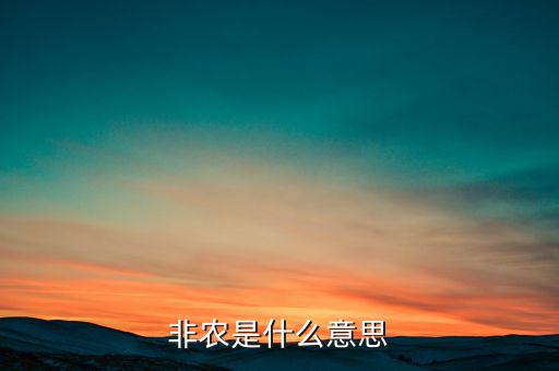 大非農(nóng)是什么意思，非農(nóng)是什么意思