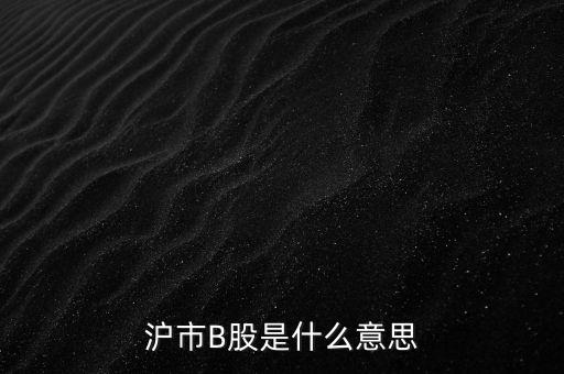 滬深b股是什么意思，滬市B股是什么意思