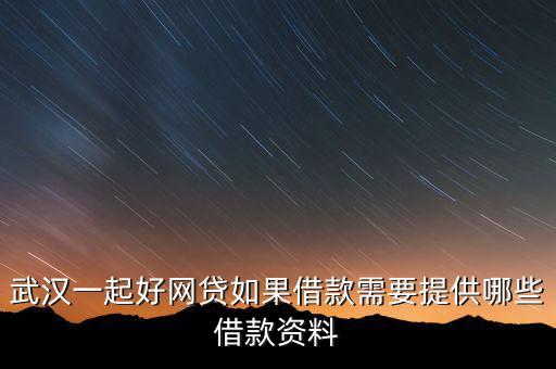 武漢一起好網貸如果借款需要提供哪些借款資料