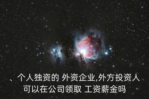 、個(gè)人獨(dú)資的 外資企業(yè),外方投資人可以在公司領(lǐng)取 工資薪金嗎