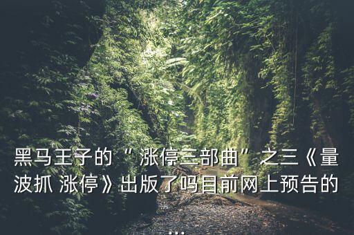 黑馬王子的“ 漲停三部曲”之三《量波抓 漲?！烦霭媪藛崮壳熬W(wǎng)上預(yù)告的...