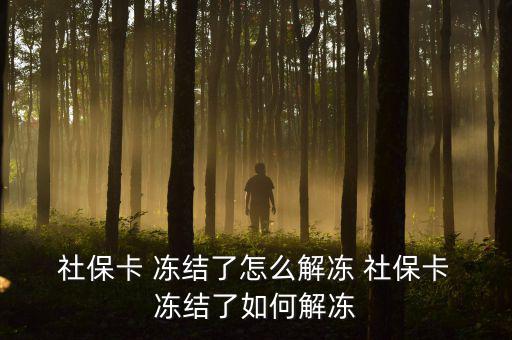  社?？?凍結(jié)了怎么解凍 社保卡 凍結(jié)了如何解凍