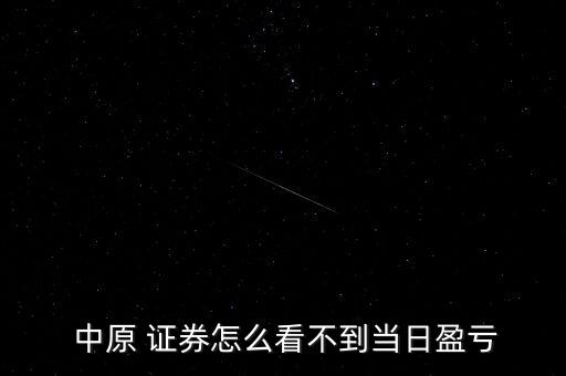  中原 證券怎么看不到當日盈虧