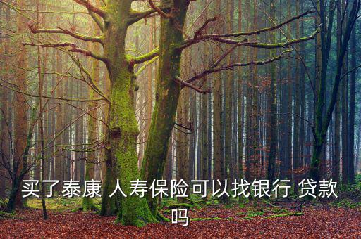 買(mǎi)了泰康 人壽保險(xiǎn)可以找銀行 貸款嗎