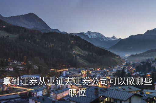 去宏信證券有限責(zé)任公司能做什么，拿到證券從業(yè)證去證券公司可以做哪些職位