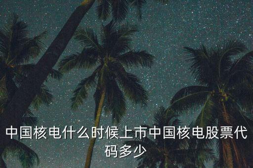 中國核電什么時(shí)候上市中國核電股票代碼多少