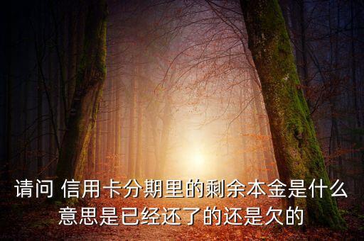 分期付息的本金是什么，請(qǐng)問 信用卡分期里的剩余本金是什么意思是已經(jīng)還了的還是欠的