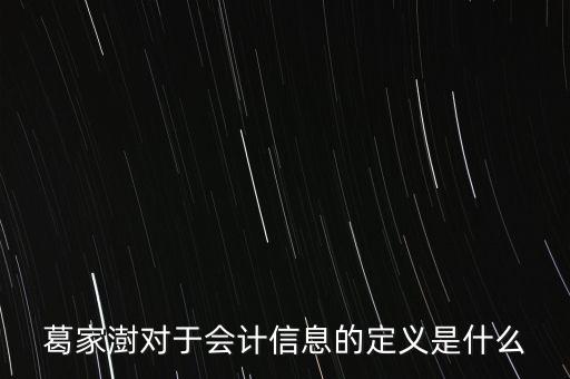 葛家澍對于會計(jì)信息的定義是什么
