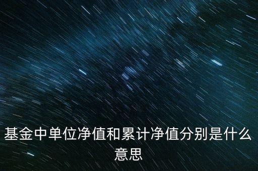 基金單位凈值和累計凈值是什么意思，基金單位凈值和累計凈值是什么意思