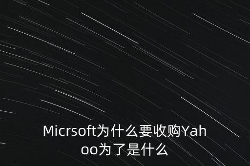 道和為什么收購林麥，Micrsoft為什么要收購Yahoo為了是什么