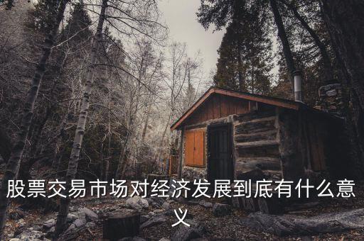 股票交易市場對(duì)經(jīng)濟(jì)發(fā)展到底有什么意義