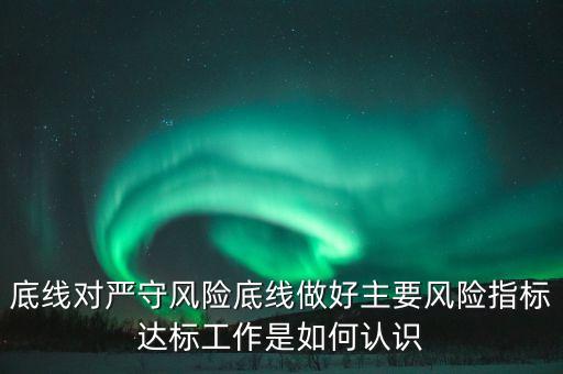 底線對嚴(yán)守風(fēng)險底線做好主要風(fēng)險指標(biāo)達(dá)標(biāo)工作是如何認(rèn)識