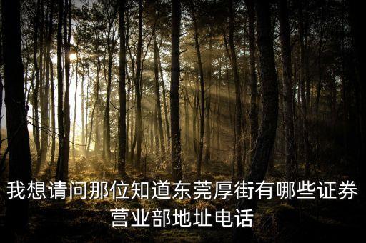 厚街有什么證券公司，我想請(qǐng)問那位知道東莞厚街有哪些證券營(yíng)業(yè)部地址電話
