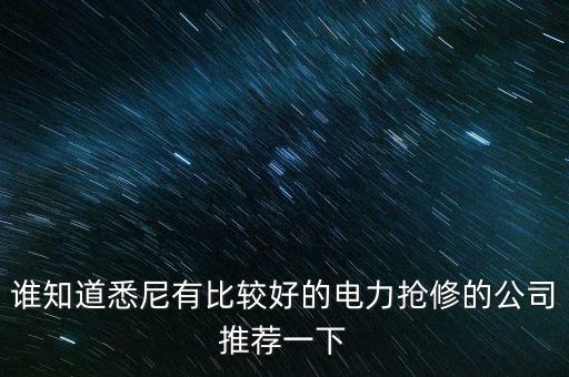 澳洲什么電力公司好，誰知道悉尼有比較好的電力搶修的公司推薦一下