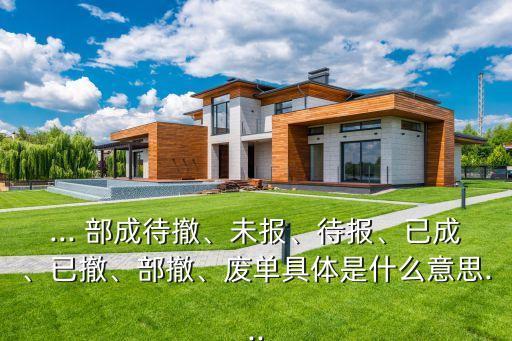 ... 部成待撤、未報(bào)、待報(bào)、已成、已撤、部撤、廢單具體是什么意思...