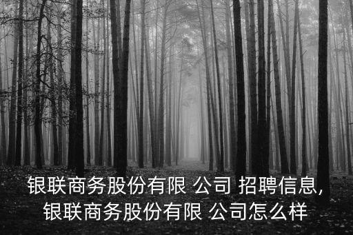 銀聯(lián)商務股份有限 公司 招聘信息,銀聯(lián)商務股份有限 公司怎么樣