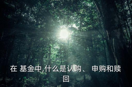 在 基金中,什么是認(rèn)購、 申購和贖回