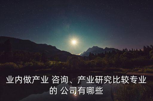 業(yè)內(nèi)做產(chǎn)業(yè) 咨詢、產(chǎn)業(yè)研究比較專業(yè)的 公司有哪些