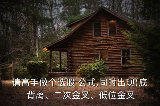 請高手做個(gè)選股 公式,同時(shí)出現(xiàn)(底 背離、二次金叉、低位金叉