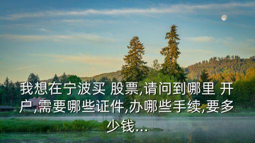 我想在寧波買 股票,請(qǐng)問到哪里 開戶,需要哪些證件,辦哪些手續(xù),要多少錢...