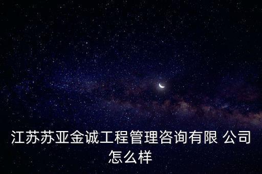 江蘇蘇亞金誠(chéng)工程管理咨詢有限 公司怎么樣