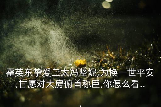 霍英東摯愛(ài)二太馮堅(jiān)妮,為換一世平安,甘愿對(duì)大房俯首稱臣,你怎么看...