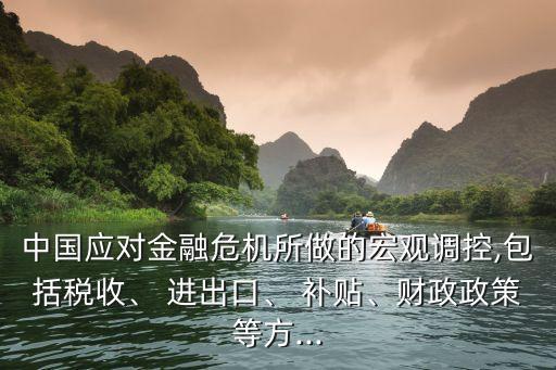中國(guó)應(yīng)對(duì)金融危機(jī)所做的宏觀調(diào)控,包括稅收、 進(jìn)出口、 補(bǔ)貼、財(cái)政政策等方...