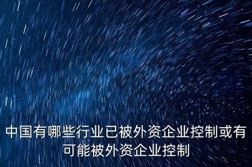 中國(guó)有哪些行業(yè)已被外資企業(yè)控制或有可能被外資企業(yè)控制