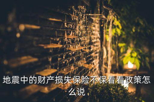 地震中的財產(chǎn)損失保險不?？纯凑咴趺凑f