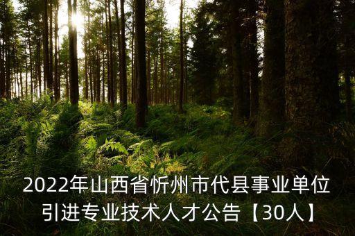 2022年山西省忻州市代縣事業(yè)單位引進(jìn)專(zhuān)業(yè)技術(shù)人才公告【30人】