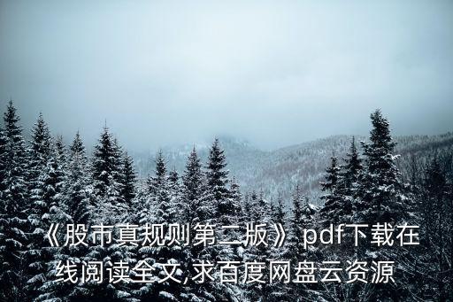《股市真規(guī)則第二版》 pdf下載在線(xiàn)閱讀全文,求百度網(wǎng)盤(pán)云資源