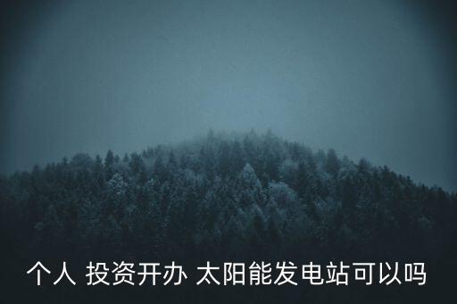個(gè)人 投資開辦 太陽(yáng)能發(fā)電站可以嗎
