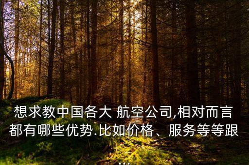 想求教中國各大 航空公司,相對而言都有哪些優(yōu)勢.比如價格、服務(wù)等等跟...