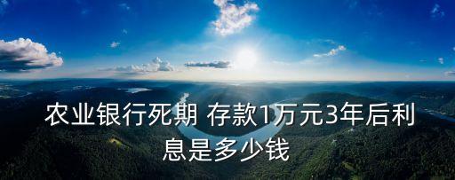  農業(yè)銀行死期 存款1萬元3年后利息是多少錢