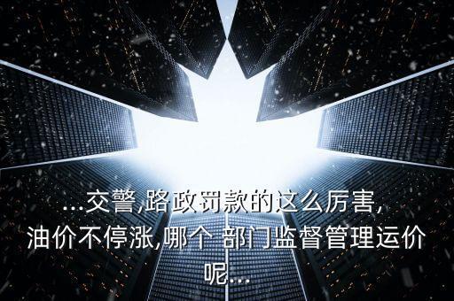 ...交警,路政罰款的這么厲害, 油價不停漲,哪個 部門監(jiān)督管理運價呢...