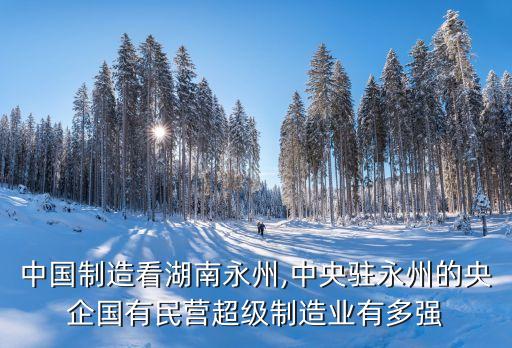 中國制造看湖南永州,中央駐永州的央企國有民營超級制造業(yè)有多強
