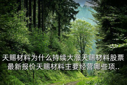 天賜材料為什么持續(xù)大漲天賜材料股票最新報價天賜材料主要經(jīng)營哪些項(xiàng)...